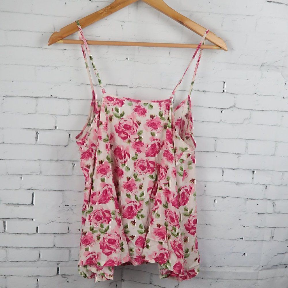 FOREVER 21 PINK ROSE PRINT CAMISOLE TOP WITH ADJUSTABLE STRAPS SIZE MEDIUM - Picture 7 of 7